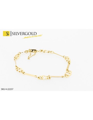 1-4-22257-1-Pulsera alternada eslabón triple unido con eslabón alargado cierre y cadena seguridad. Contraste 7
