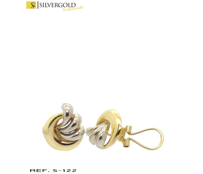 1-5-122-2-Pendientes de oro con diseño gallonado y cierre omega L5016