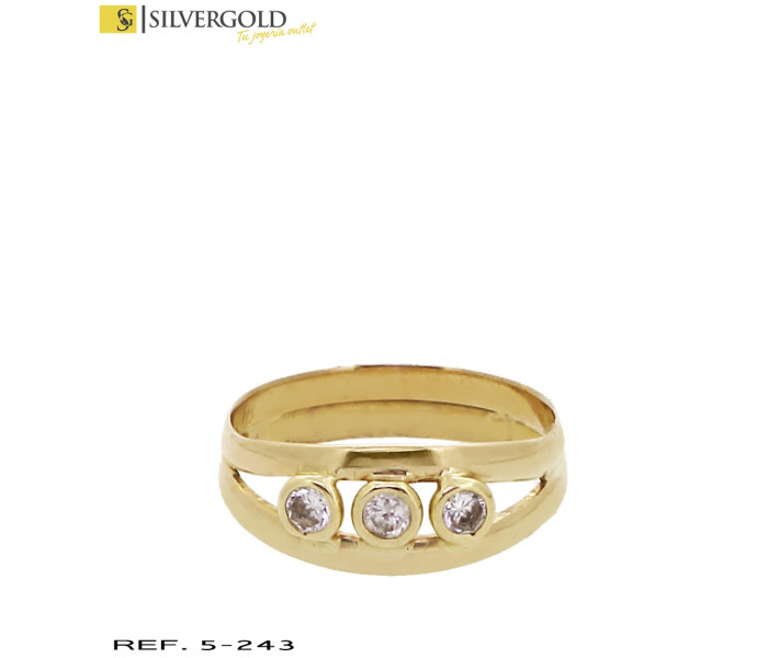1-5-243-2-Anillo oro 18Kt. tipo tresillo L4144