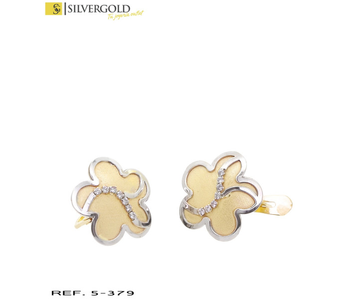 1-5-379-2-Pendientes bicolor en forma de flor con cierre catalán L3877