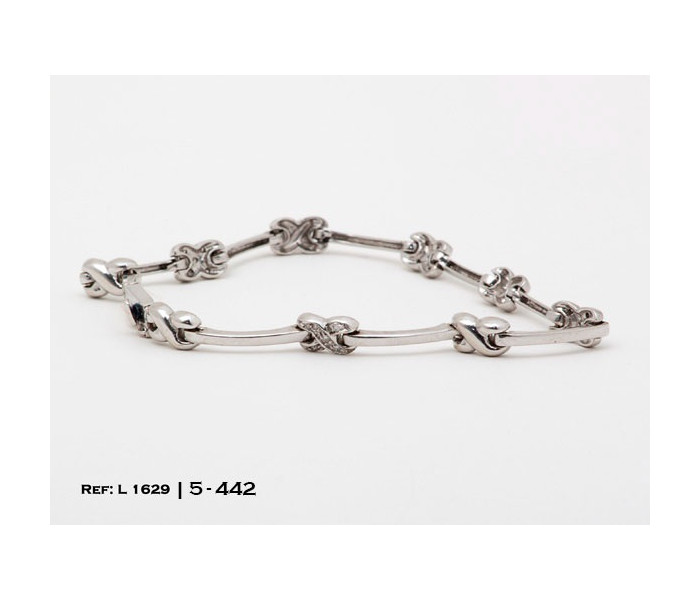 1-5-442-1-DIA-PULSERA ORO BLANCO DE LACITOS CON DIAMANTES (19 cm) L1629
