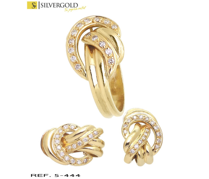 1-5-444-2-D-Conjunto oro 18Kt. de anillo y pendientes con diamantesL1776