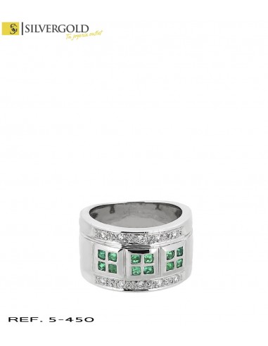1-5-450-1-DIA-Anillo oro blanco 18kt. con esmeraldas y diamantes