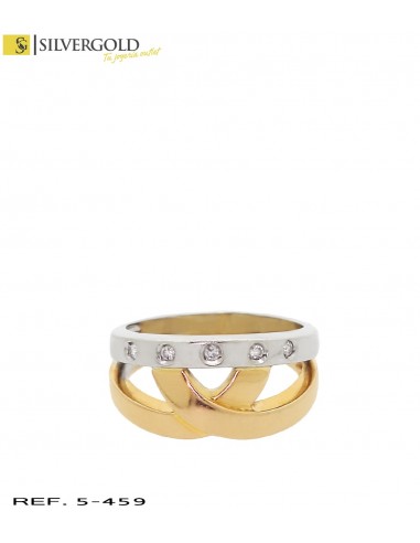 1-5-459-2-DIA-ANILLO A A DOS OROS CON 5 DIAMANTES.