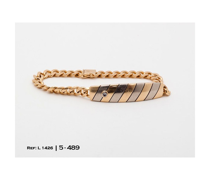 1-5-489-1-DIA-PULSERA ESTILO IDENTIDAD CHAPA BICOLOR (19,5 cm) L1426