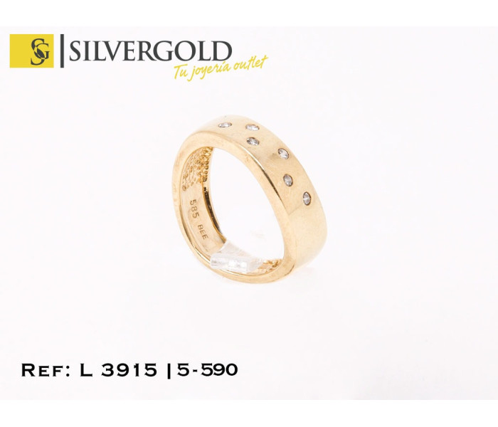 1-5-590-1-Dia-Anillo ondulado con pavé de diamantes (T. 13) 14 Kt L3915