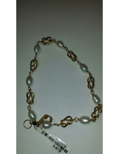 1-5-619-1-Pulsera alternada con perlas de rao y cierre presion 22 cm L5274