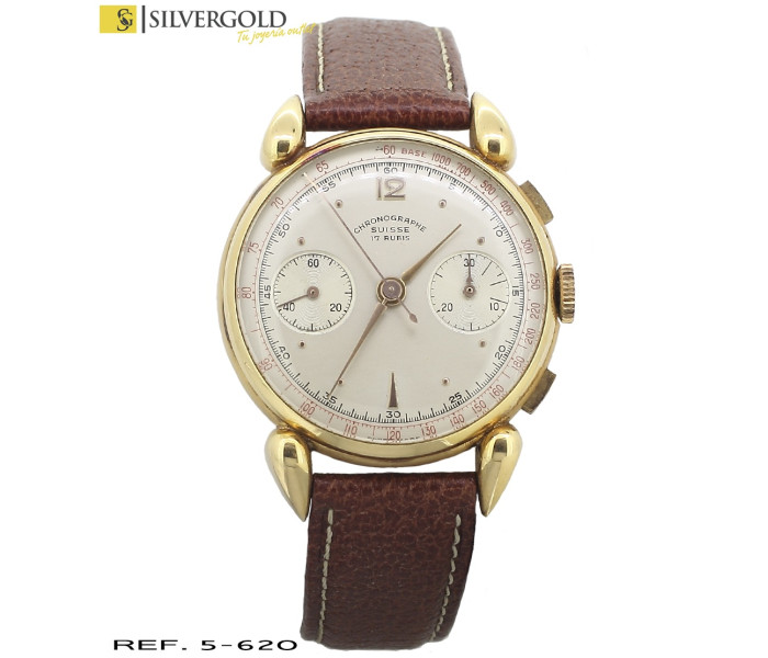 1-5-620-2-Reloj Chronogrphe Suisse esfera redonda y correa cuero marrÃn claro L4252