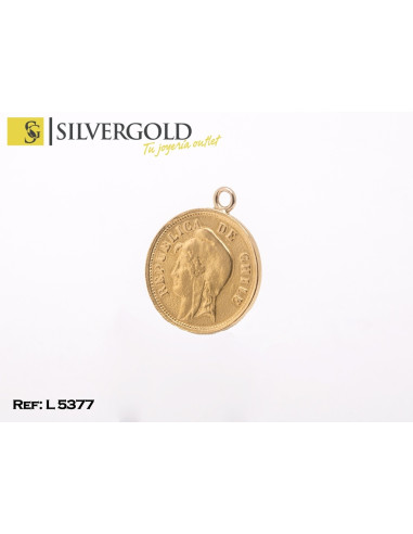 1-5-801-1-Colgante moneda 10 pesos chilenos de 1895 21 kt L5377