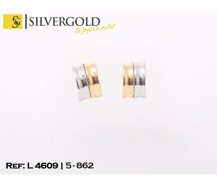 1-5-862-1-Pendientes bicolor de media caÃa con presiones L 4609
