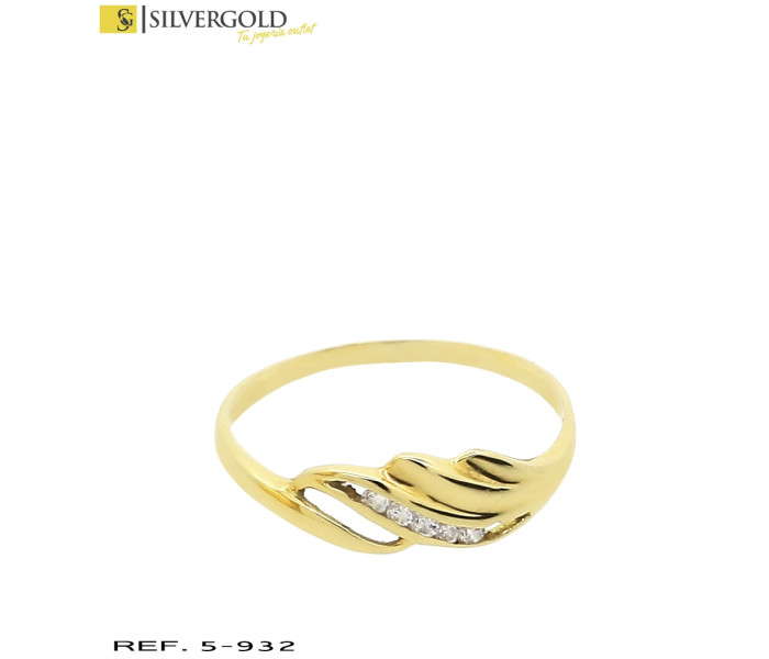 1-5-932-2-Anillo fino gallonado con aplique de zirconitas Talla 13.5 L 4628