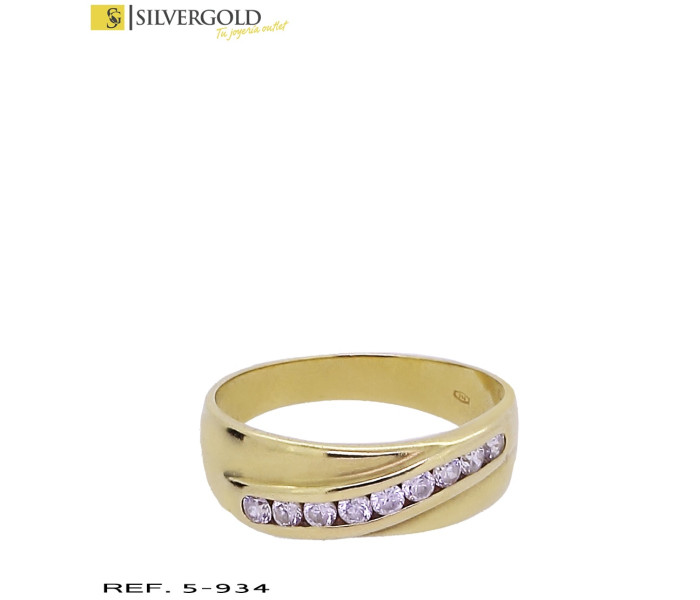 1-5-934-1-Anillo oro 18Kt. con banda diagonal de circonitas L 4630