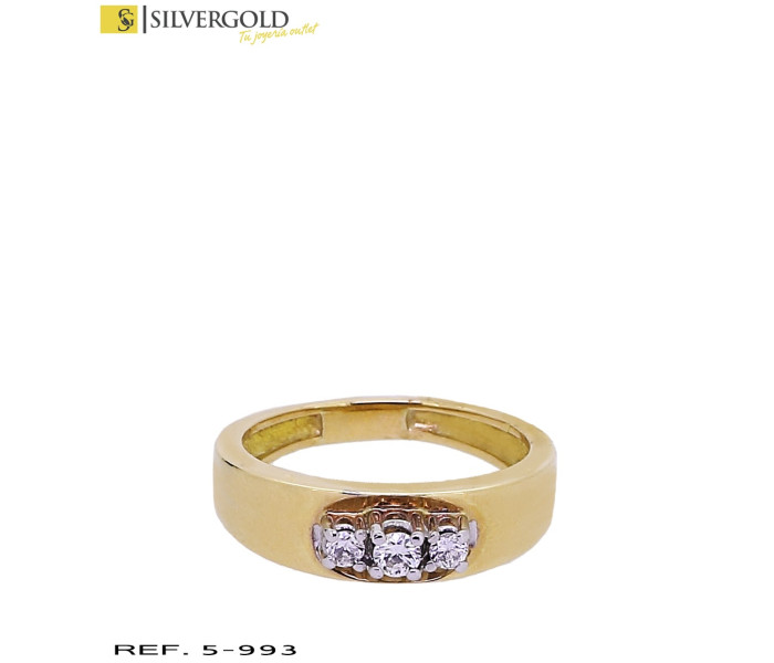 1-5-993-1-D-Anillo oro 18Kt. estilo tresillo con diamantes L5438