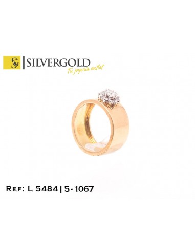 1-5-1067-1-Anillo ancho liso con flor de circonitas T14 L5484
