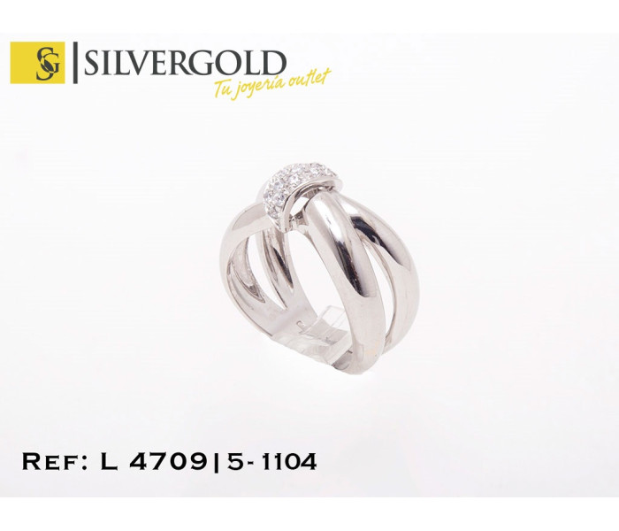 1-5-1104-1-Anillo en oro blanco cruzado y calado con pavÃ central de zirconitas blancas Talla 16 L 4709