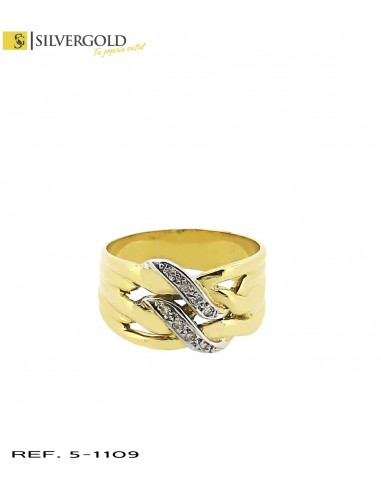 1-5-1109-1-dia-AnilloT17 ancho trenzado con 2 bandas diagonales de diamantes Talla 17 L 4714
