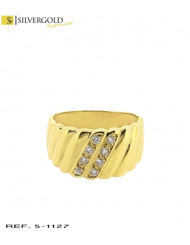 1-5-1127-1-AnilloT17 gallonao con 2 bandas diagonales de diamantes Talla 17 L 4731
