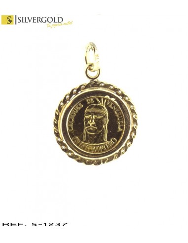 1-5-1237-1-Colgante moneda cacique de Venezuela, siglo XVI con orla gallonada L5588