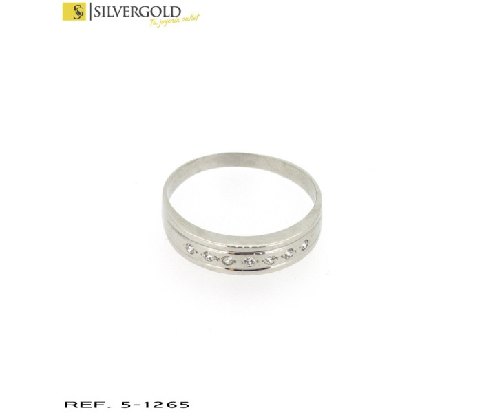 1-5-1265-1-Anillo en oro blanco con banda de zirconitas .Talla 22 L 4764