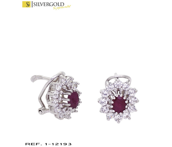 1-1-12193-1-Pendientes oro blanco 18Kt. rosetón de piedras