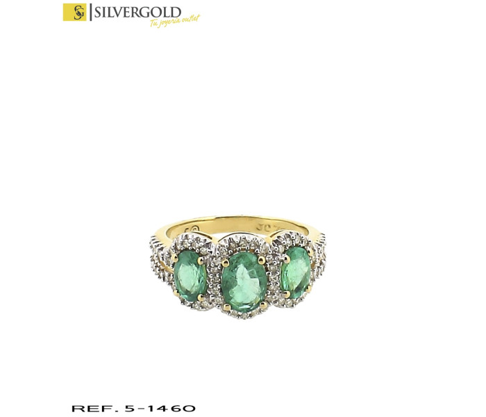 1-5-1460-1-D-Sortija oro 18Kt. con esmeraldas y diamantes L 4821