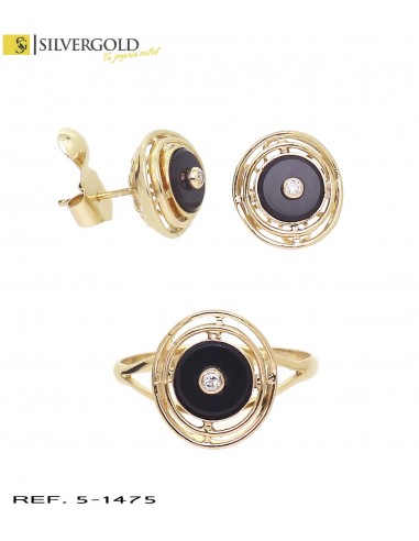 1-5-1475-1-DIA-Conjunto oro 18Kt. de pendientes y anillo con diamante L 4836