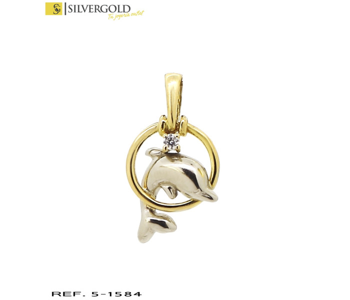 1-5-1584-2-Colgante oro bicolor 18Kt. delfín L5617