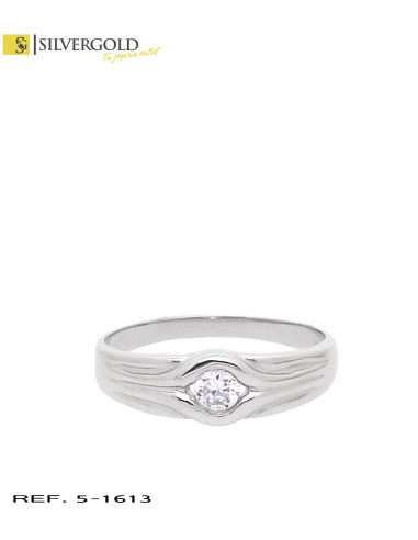 1-5-1613-1-Solitario oro blanco 18Kt. con diamante L 4864