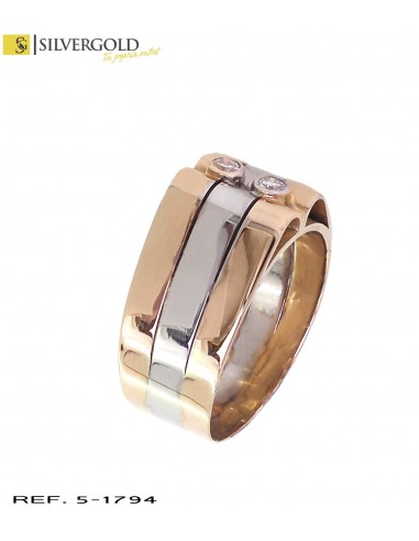 1-5-1794-1-D-Anillo oro bicolor 18Kt. con 2 diamantes
