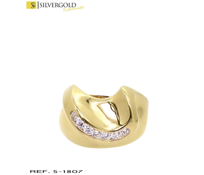 1-5-1807-1-Anillo oro 18Kt. ancha con zirconitas