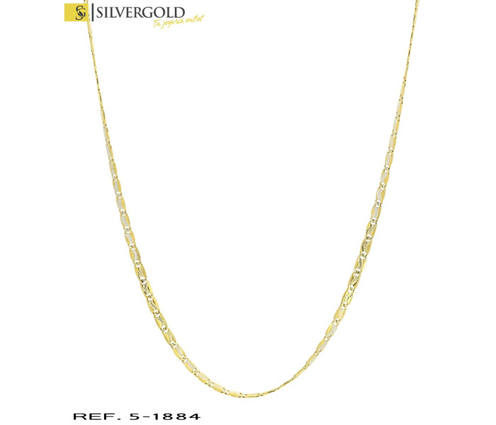 1-5-1884-1-Cadena efecto plano con detalles labrados en oro blanco y cierre criollo. 40.5 cm