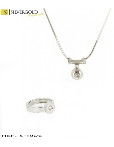 1-5-1906-1-Dia-Conjunto oro blanco gargantilla con circonita en chatÃn y anillo solitario T14