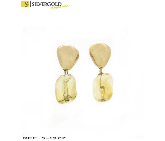 1-5-1927-1-Conjunto sortija piedra Ãmbar rodeada de circonitas. T19. Pendientes con piedra Ãmbar a juego.