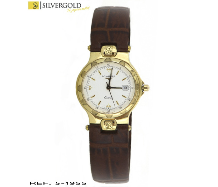 1-5-1955-1-Reloj caballero correa de cuero, bisel y tapa oro18kt. Longines 9701152