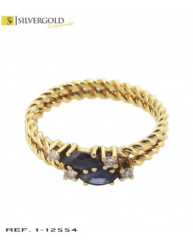 1-1-12554-1-D-Anillo oro 18Kt. con detalle de piedra tipo cristal