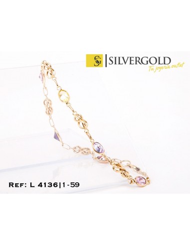 4-1-59-1-Pulsera alternada eslabÃn farolillo y piedras de colores 19 cm L4136