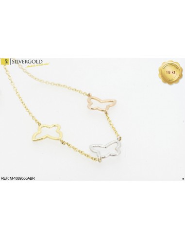 4-1-23371-1-COLECCIÓN 2018 Pulsera fina con detalles en tricolor. Oro 18 kt.