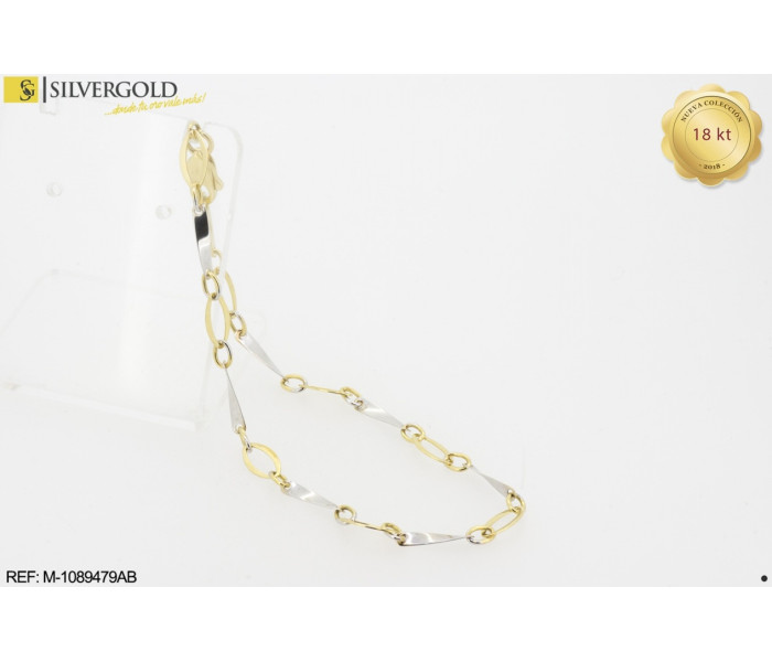 4-1-23425-1-COLECCIÓN 2018 Pulsera fina bicolor. Oro 18 kt.