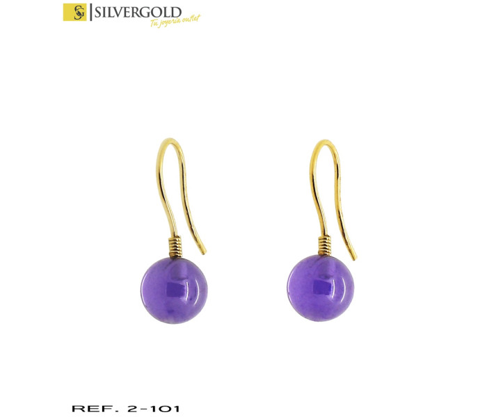 4-2-101-2-Pendientes oro 18Kt. con piedra lila