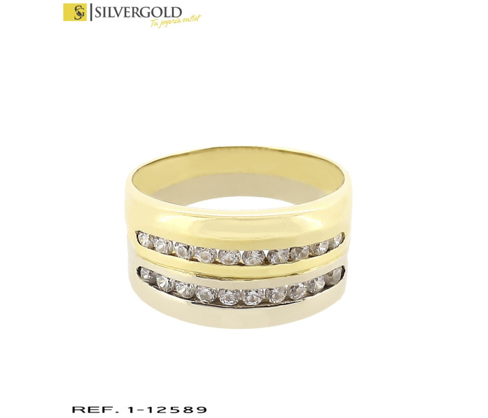 1-1-12589-1-Anillo oro bicolor 18Kt. con banda de circonita