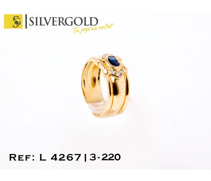 4-3-220-1-Anillo zafiro azul con 3 chispitas zirconita a cada lado (T. 12) L 4267