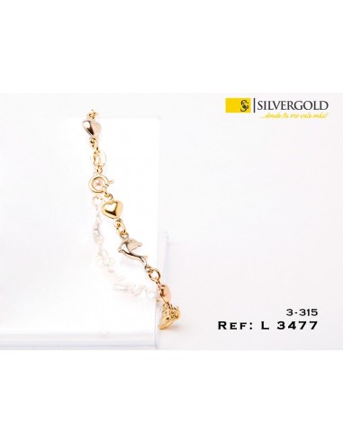 4-3-315-1-Pulsera tricolor delfines y corazones con cierre criollo (17 cm) L 3477
