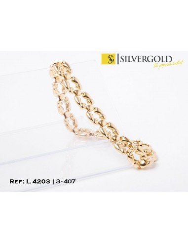 4-3-407-1-Pulsera eslabones cuadrados labrados y cierre mosquetAtildesup3n (20 cm) L 4203