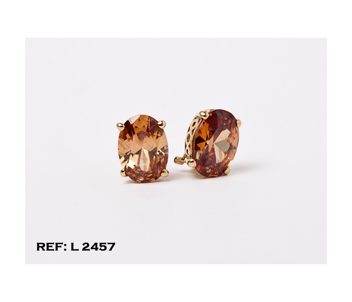 4-3-1195-1-Pendientes oro 18Kt. y piedras estilo ámbar L2457