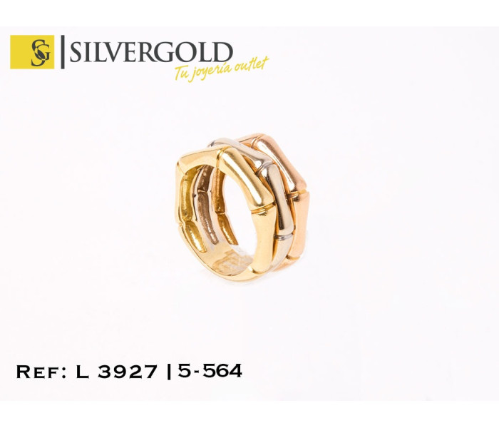 4-5-564-1-Anillo tricolor 3 aros labrados (Oro 18 kt )