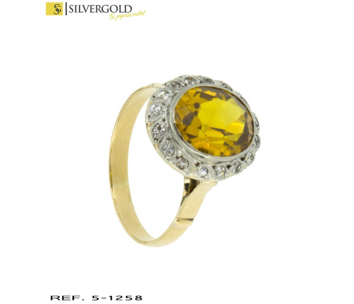 4-5-1258-1-Anillo con topacio naranja y orla de zafiros blancos Talla 16 L 4758