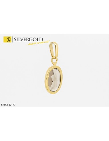 1-2-20147-1-Colgante piedra de cristal facetada y color fumé. Oro 18 kt
