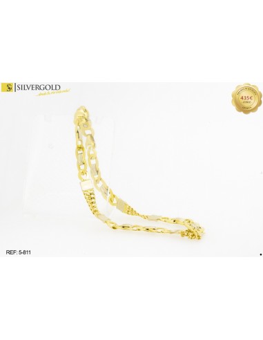 1-5-811-1-Pulsera alternada efecto malla. Oro 18 kt.