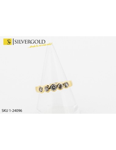1-1-24096-1-Anillo tipo cinquillo con circonitas. Oro 18 kt. .