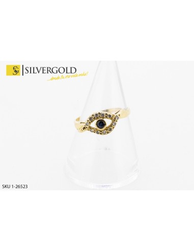 1-1-26523-1-Anillo con onda central decorada con circnitas y una piedra estilo zafiro. Oro 18 kt 